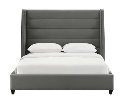 Katti Grey Velvet Bed in King