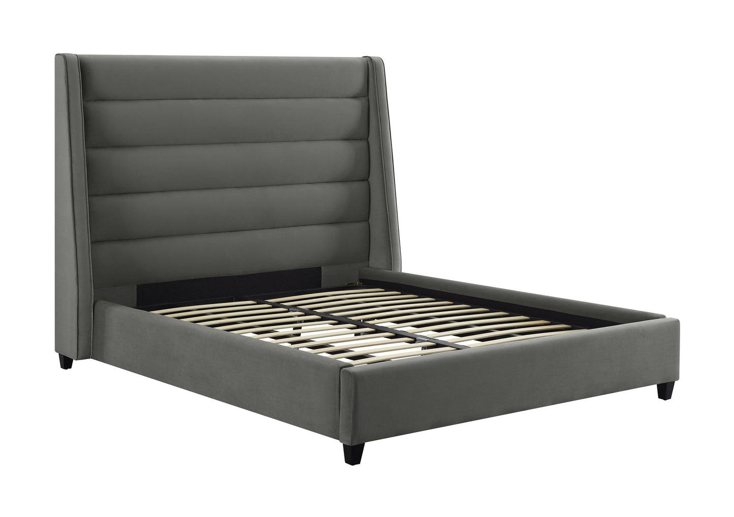 katti grey velvet bed in king