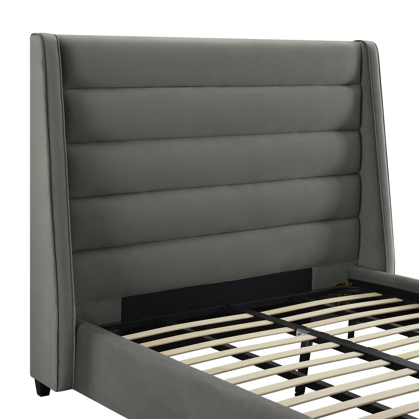 katti grey velvet bed in king