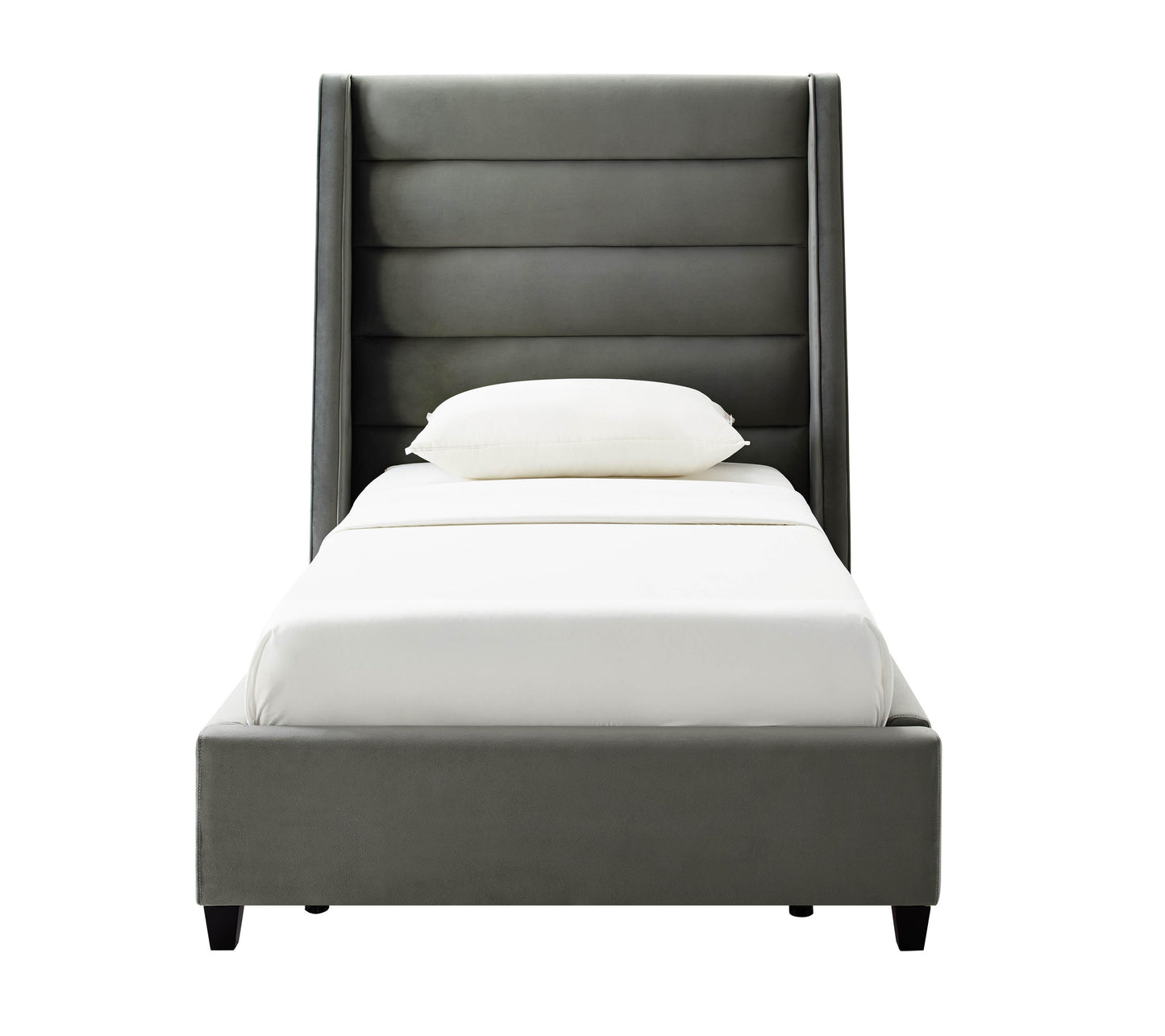 katti grey velvet bed in twin