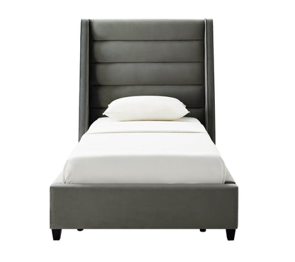 Katti Grey Velvet Bed in Twin