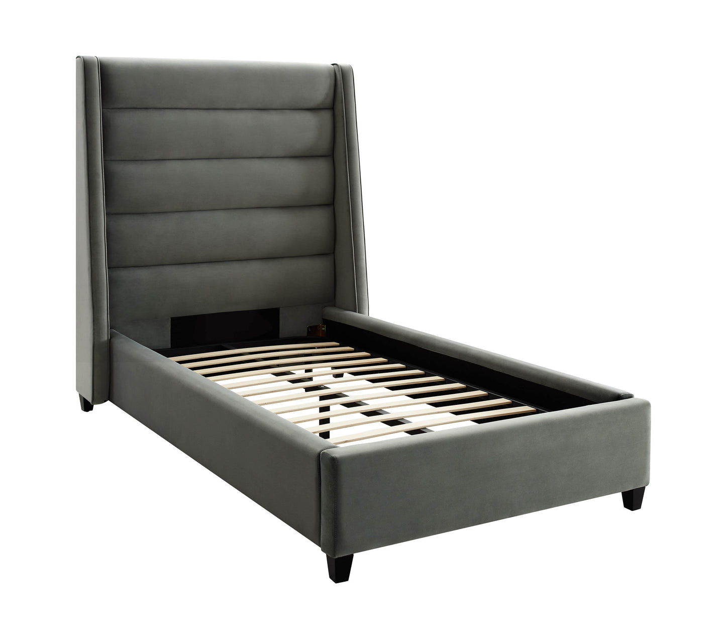 katti grey velvet bed in twin