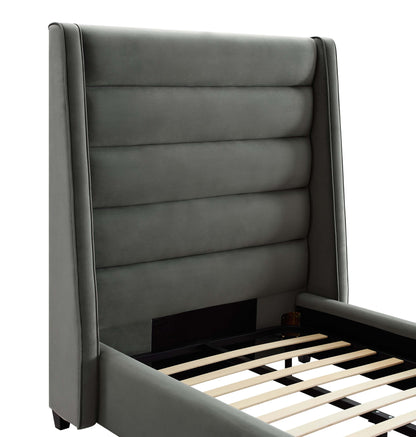 Katti Grey Velvet Bed in Twin