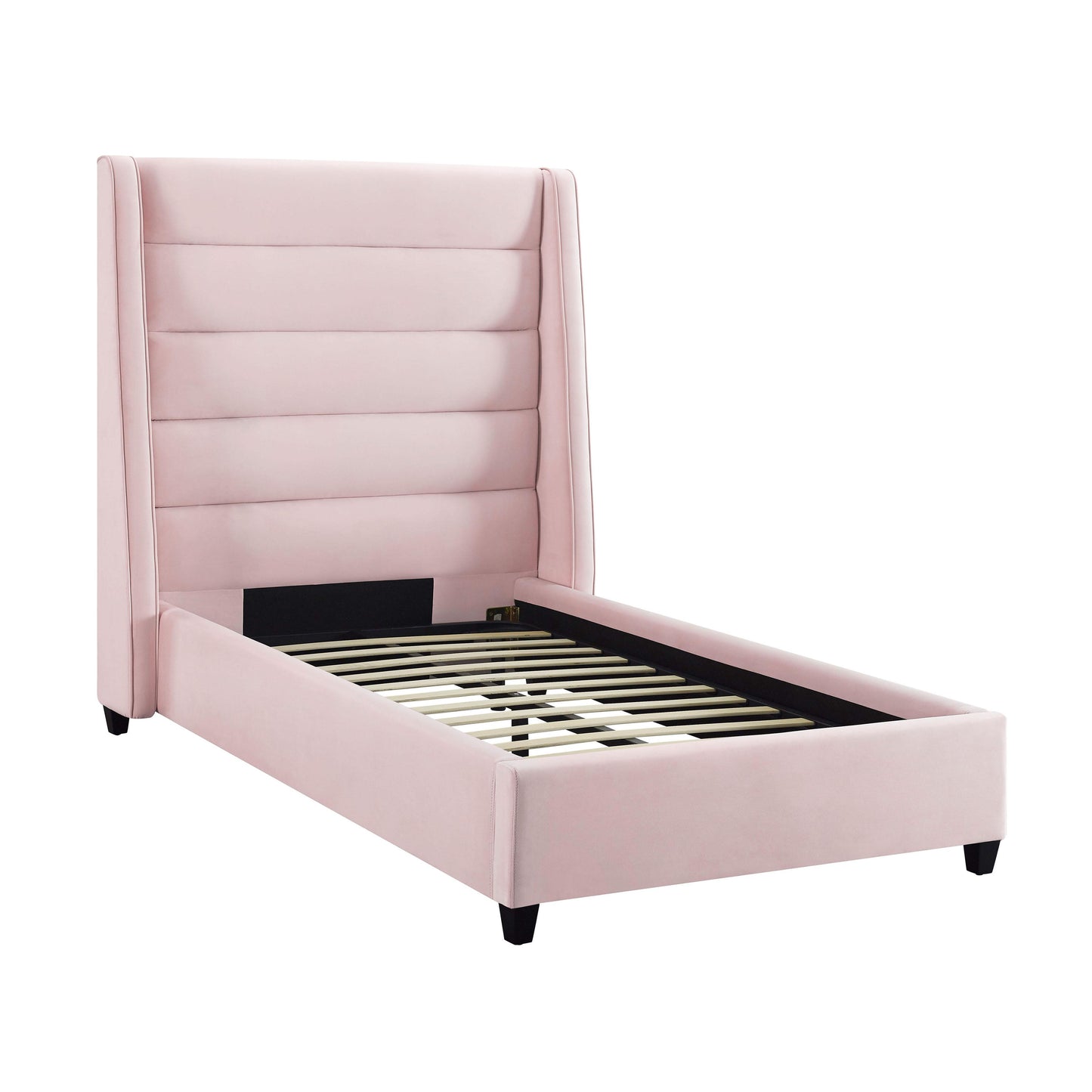 katti blush velvet bed in twin