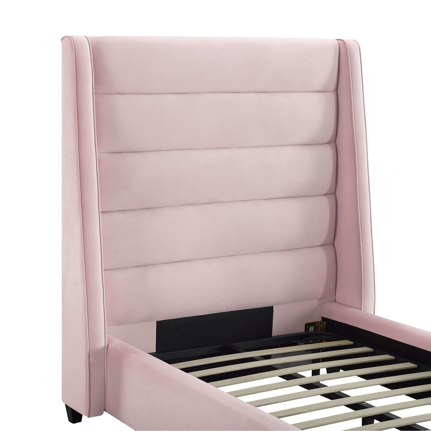 katti blush velvet bed in twin