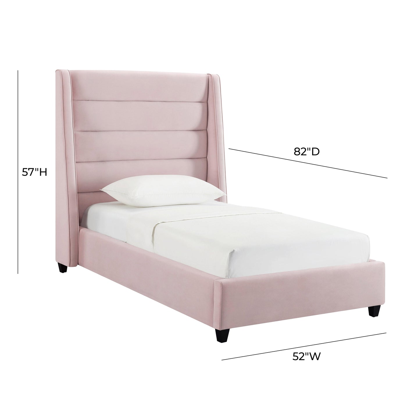 katti blush velvet bed in twin