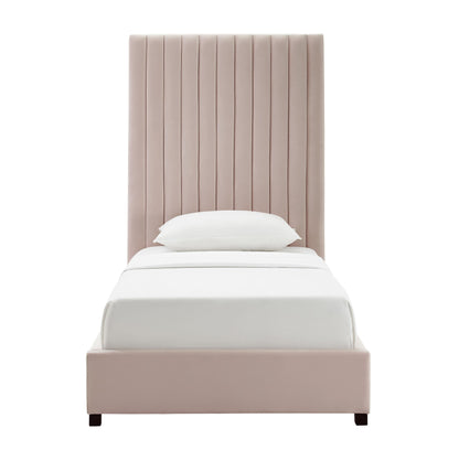 Julia Blush Velvet Bed in Twin