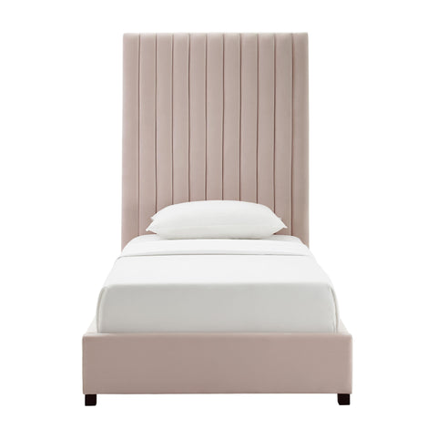 Julia Blush Velvet Bed in Twin