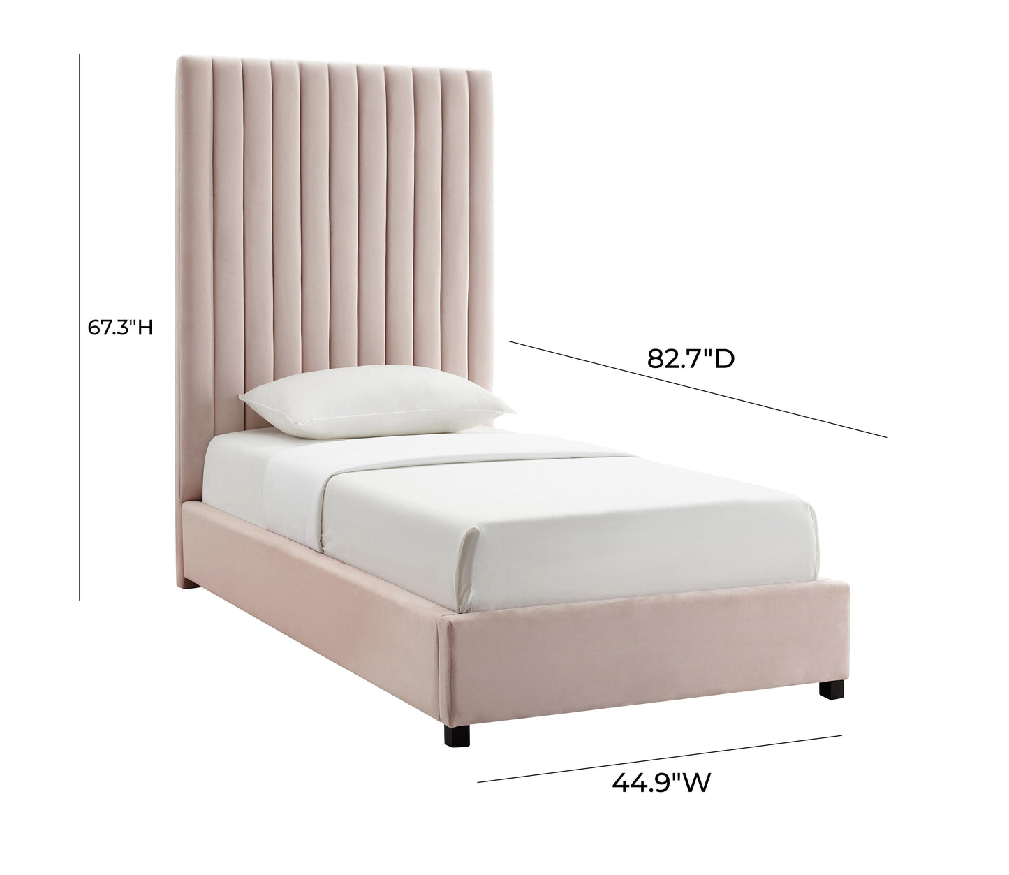 julia blush velvet bed in twin