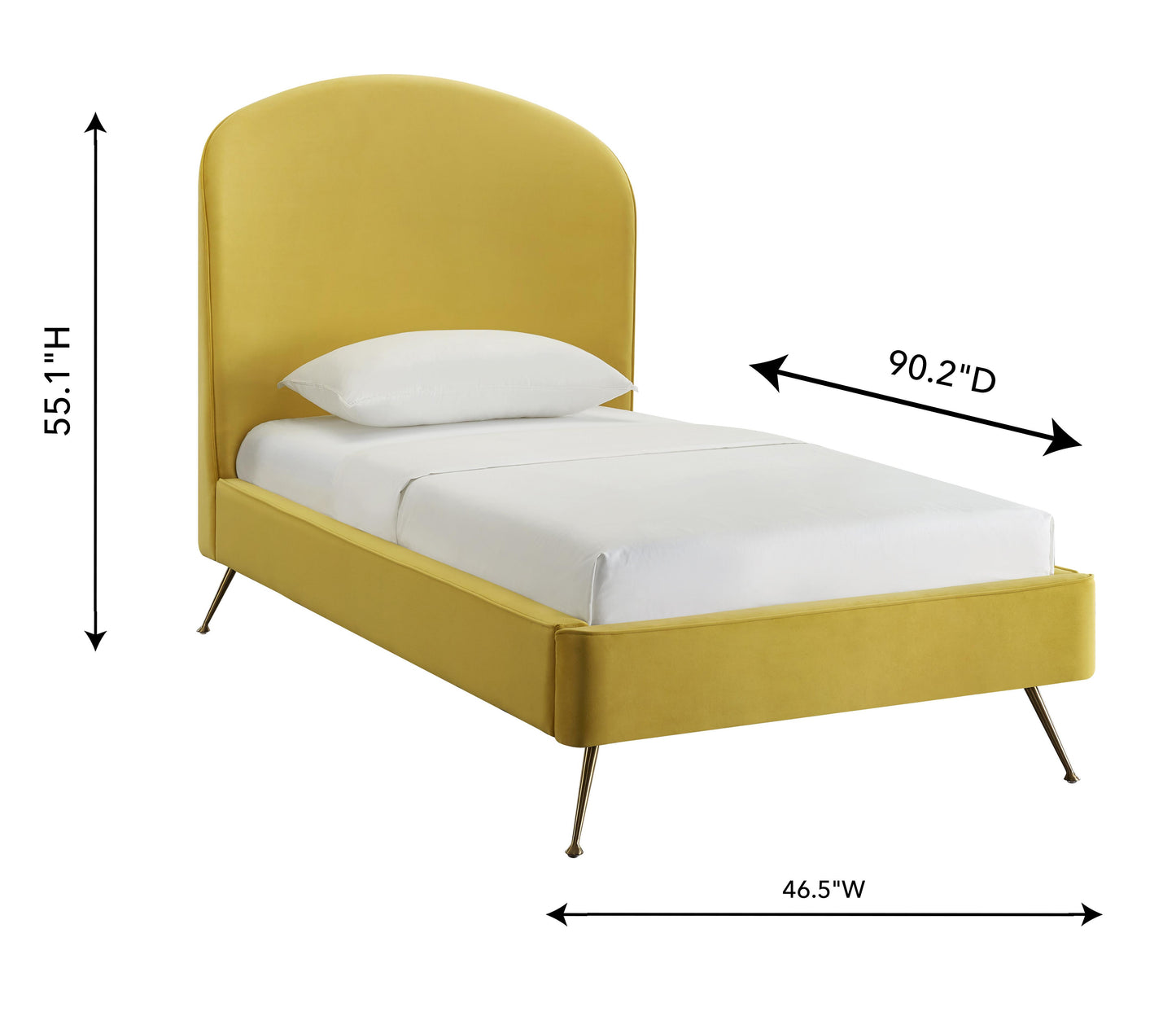 tov burnt gold velvet bed in twin