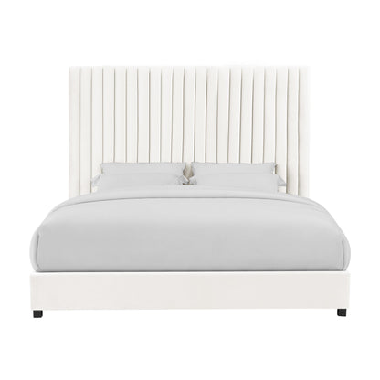 Julia White Velvet Bed in King