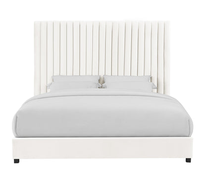 Julia White Velvet Bed in Queen