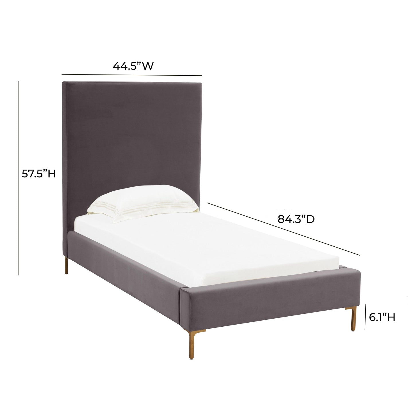 tov grey velvet bed in twin