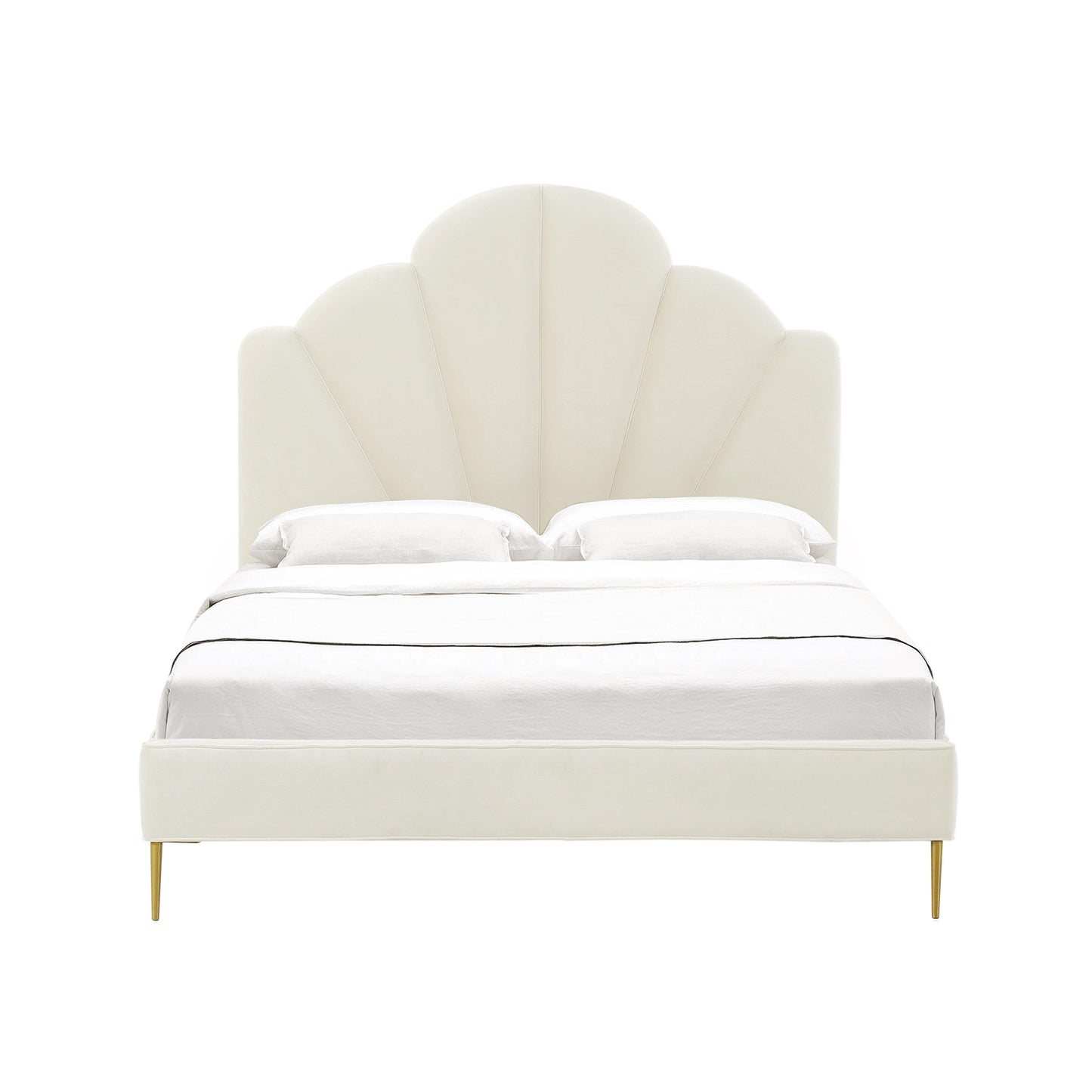 denise cream velvet bed in king