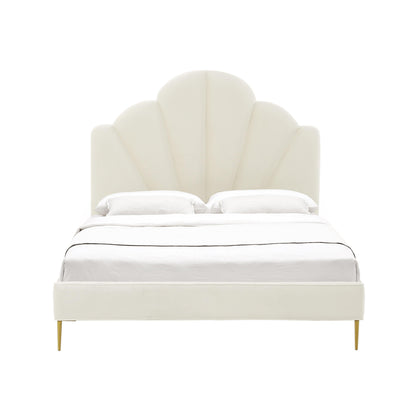 Denise Cream Velvet Bed in King