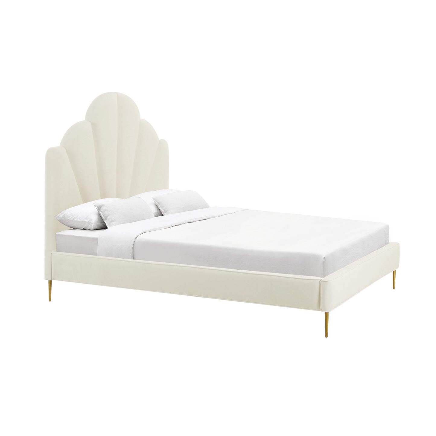 denise cream velvet bed in king