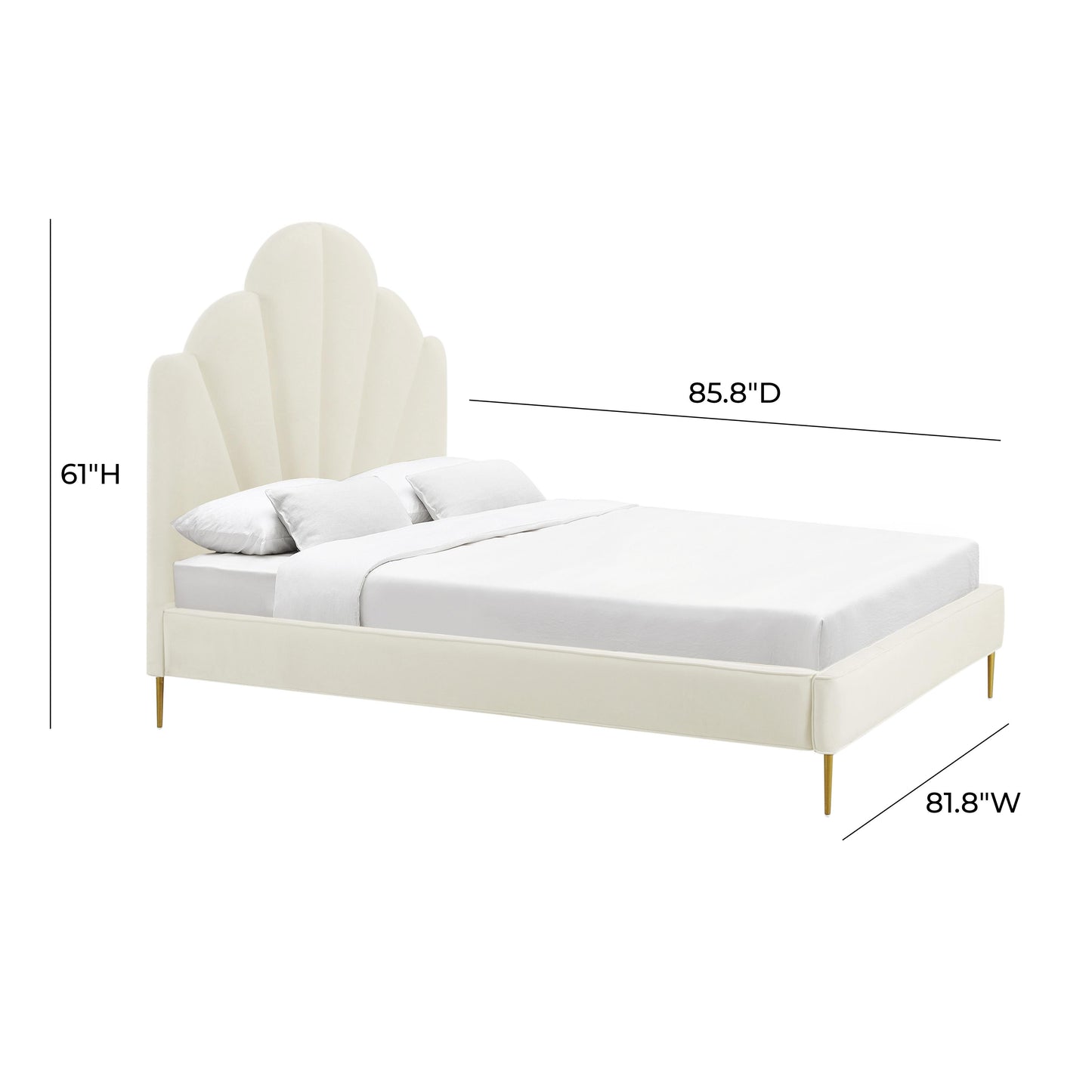 denise cream velvet bed in king