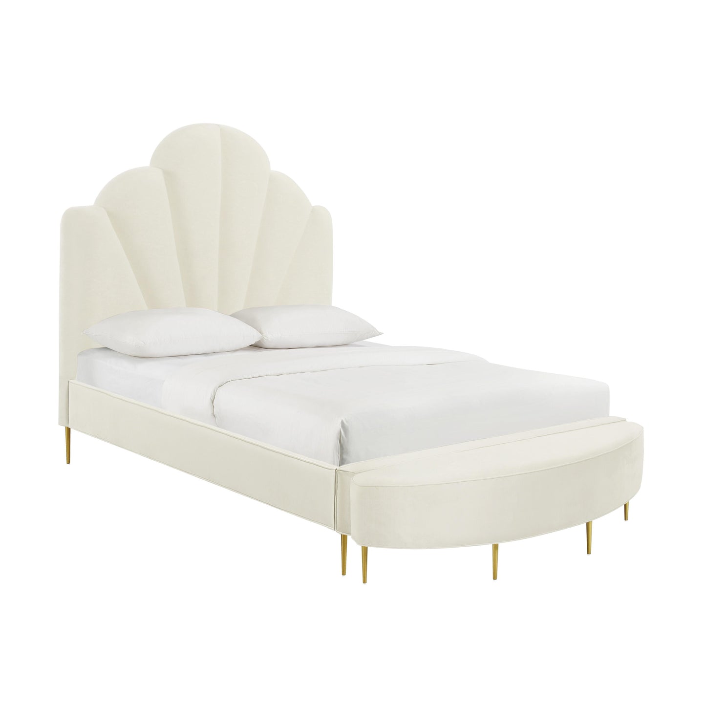 denise cream velvet bed in king