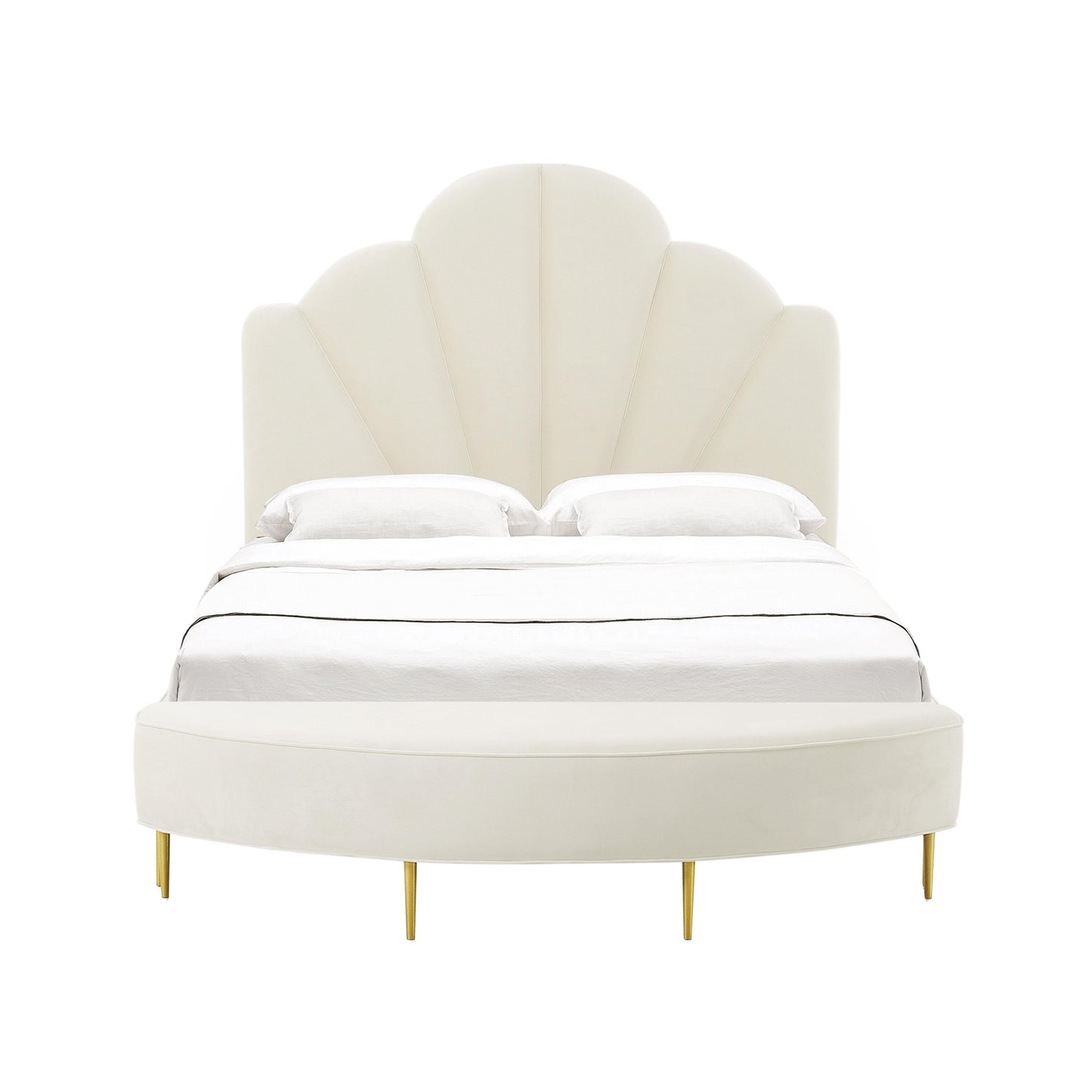 denise cream velvet bed in king