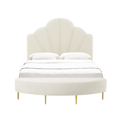 Denise Cream Velvet Bed in King