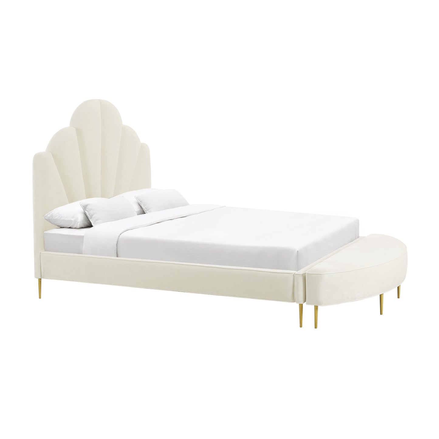 denise cream velvet bed in king