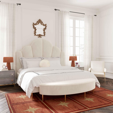 Denise Cream Velvet Bed in Full