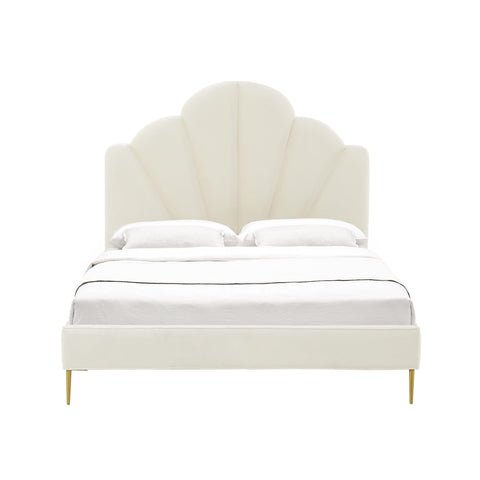 Denise Cream Velvet Bed in Full