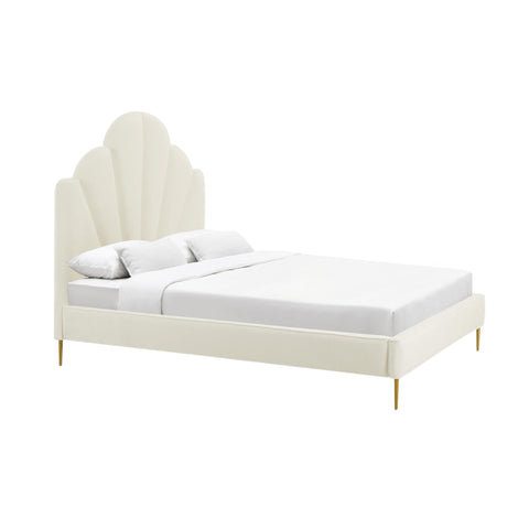 Denise Cream Velvet Bed in Full