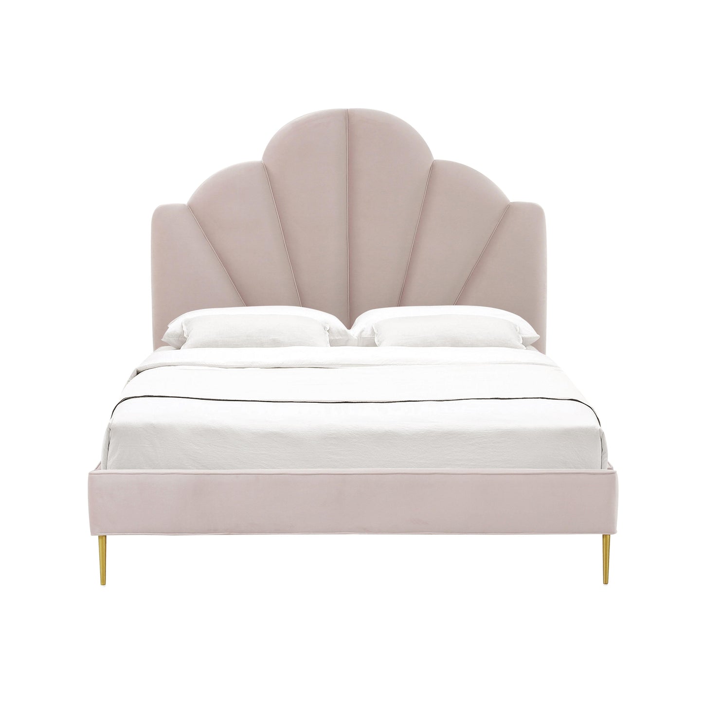 denise blush velvet bed in queen