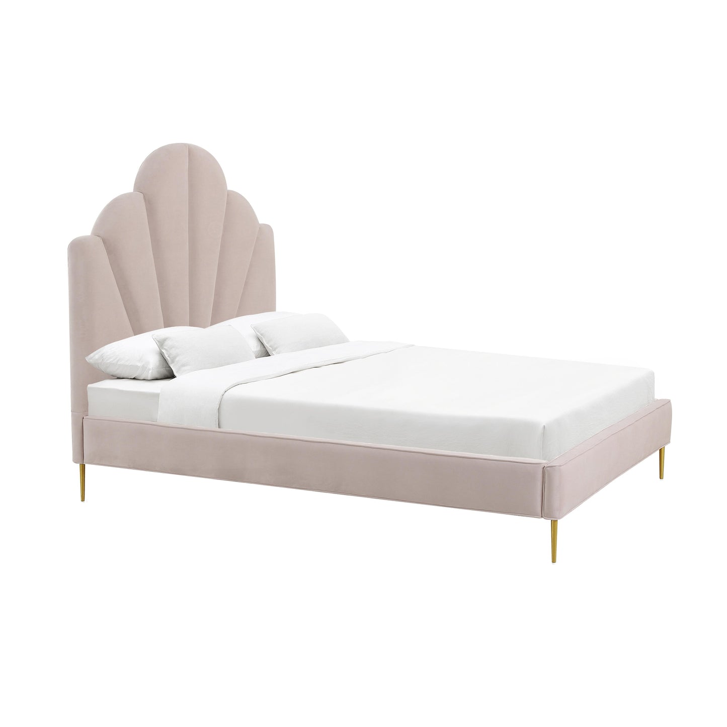 denise blush velvet bed in queen