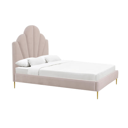 Denise Blush Velvet Bed in Queen