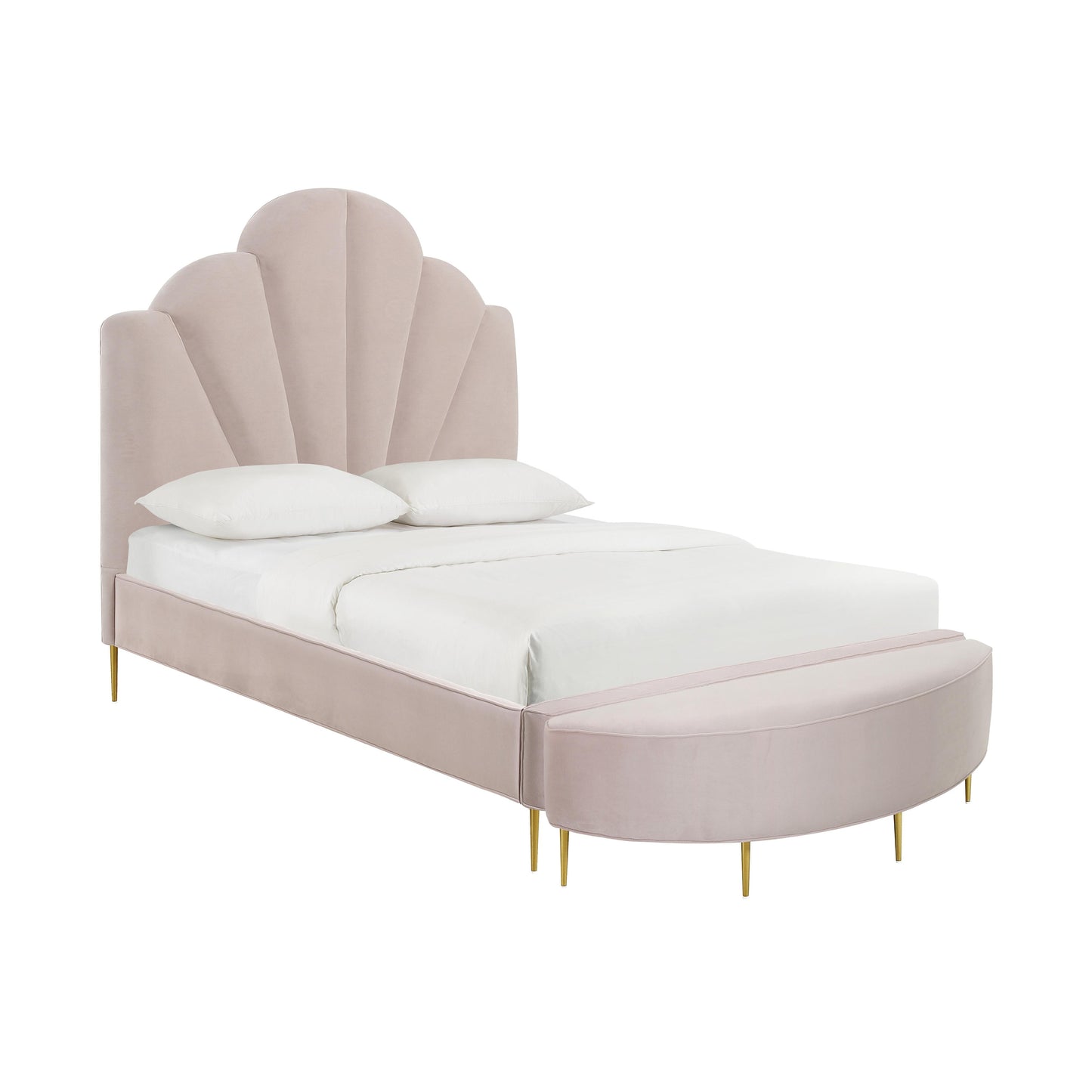 denise blush velvet bed in queen