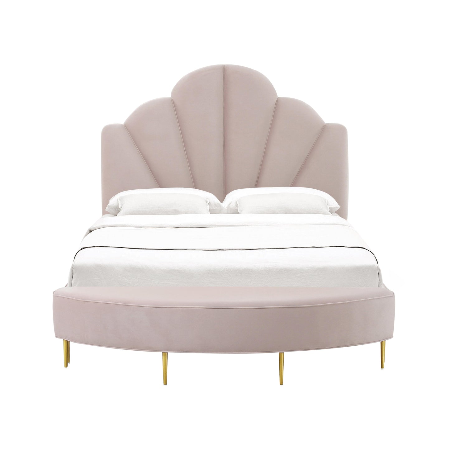 denise blush velvet bed in queen