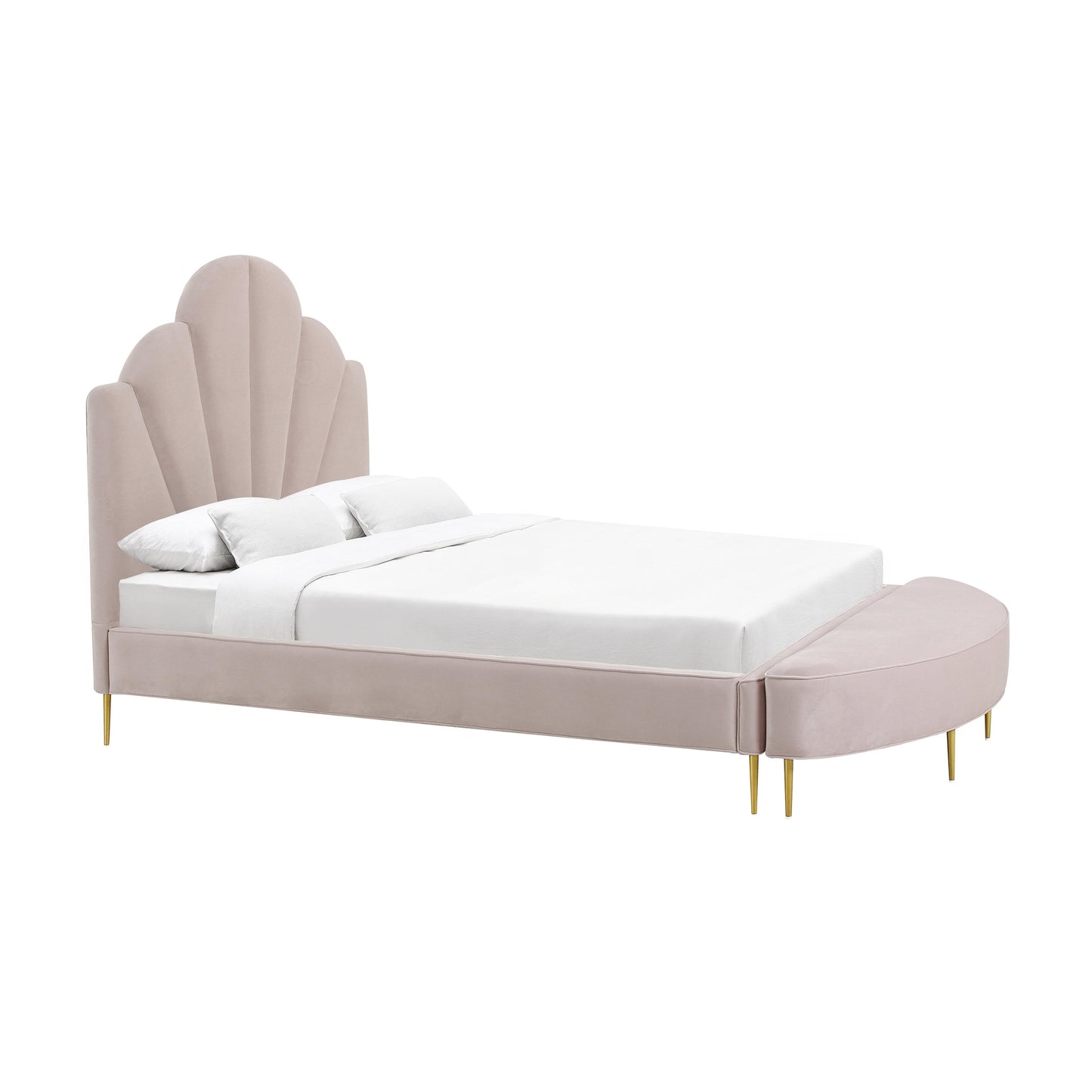 denise blush velvet bed in queen