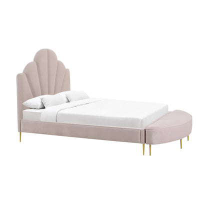 Denise Blush Velvet Bed in Queen