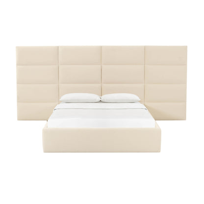 Archie Cream Velvet King Bed with Wings