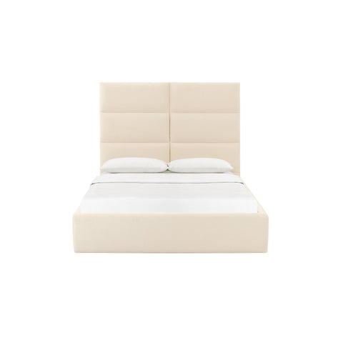 Archie Cream Velvet Queen Bed