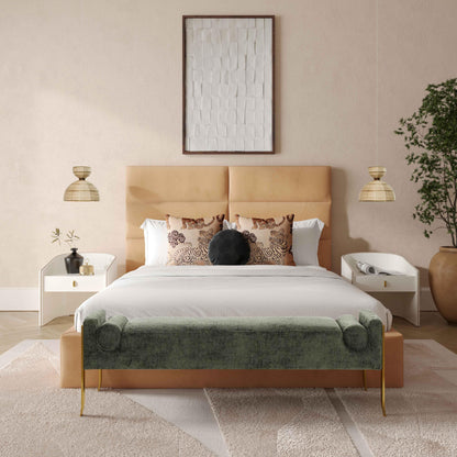 Archie Honey Velvet Queen Bed