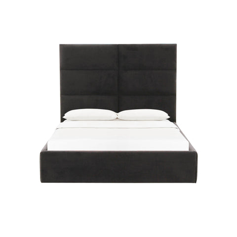 Archie Black Velvet Queen Bed