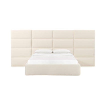 Archie Cream Boucle King Bed with Wings