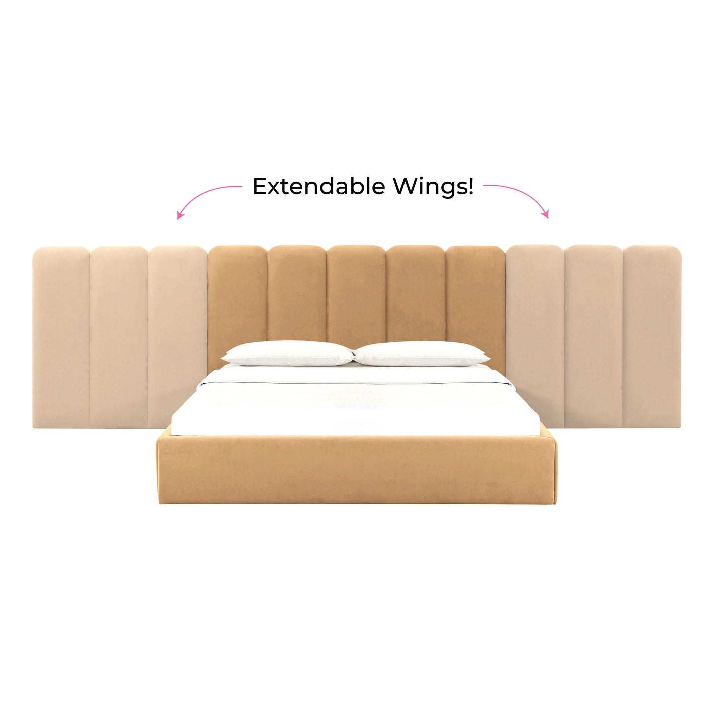 ruby honey velvet king bed with wings