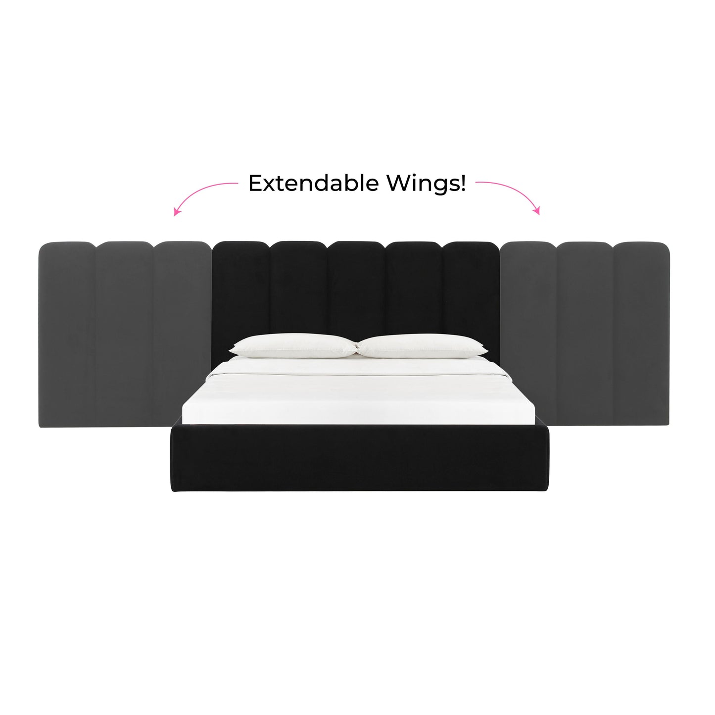 ruby black velvet king bed with wings