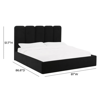 Ruby Black Velvet King Bed