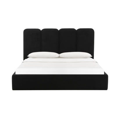 Ruby Black Velvet Queen Bed