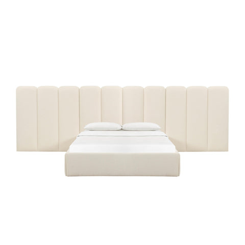 Ruby Cream Boucle King Bed with Wings