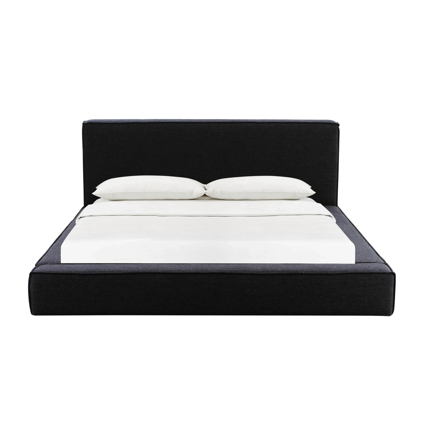zoe black linen queen bed