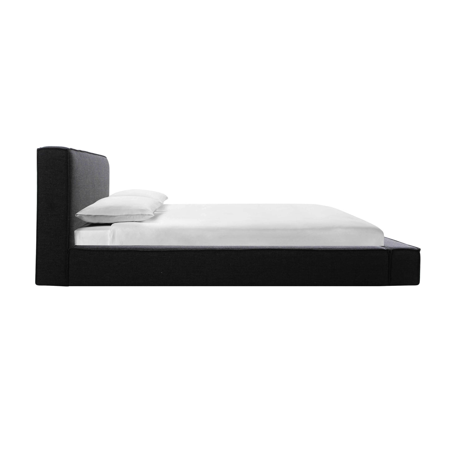 zoe black linen queen bed