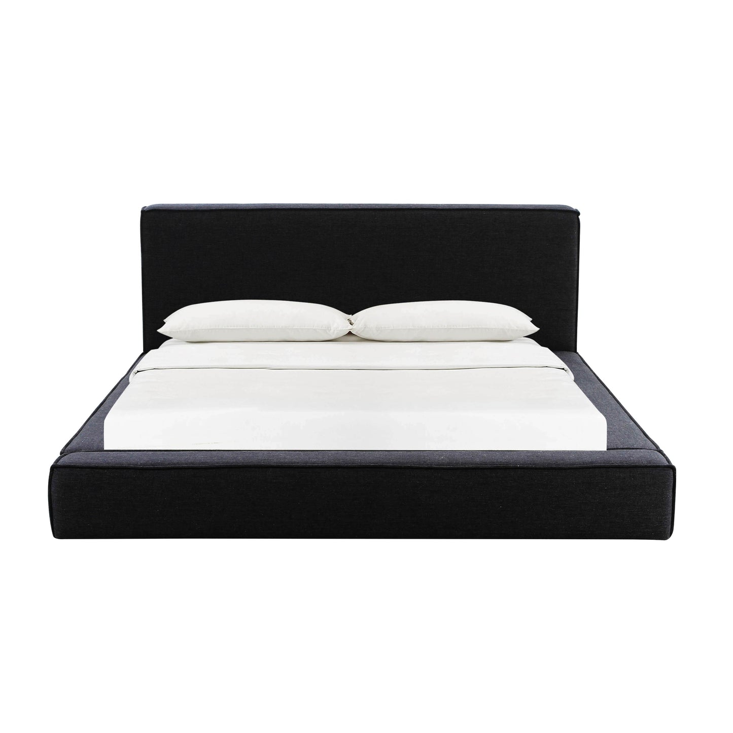 zoe black linen king bed