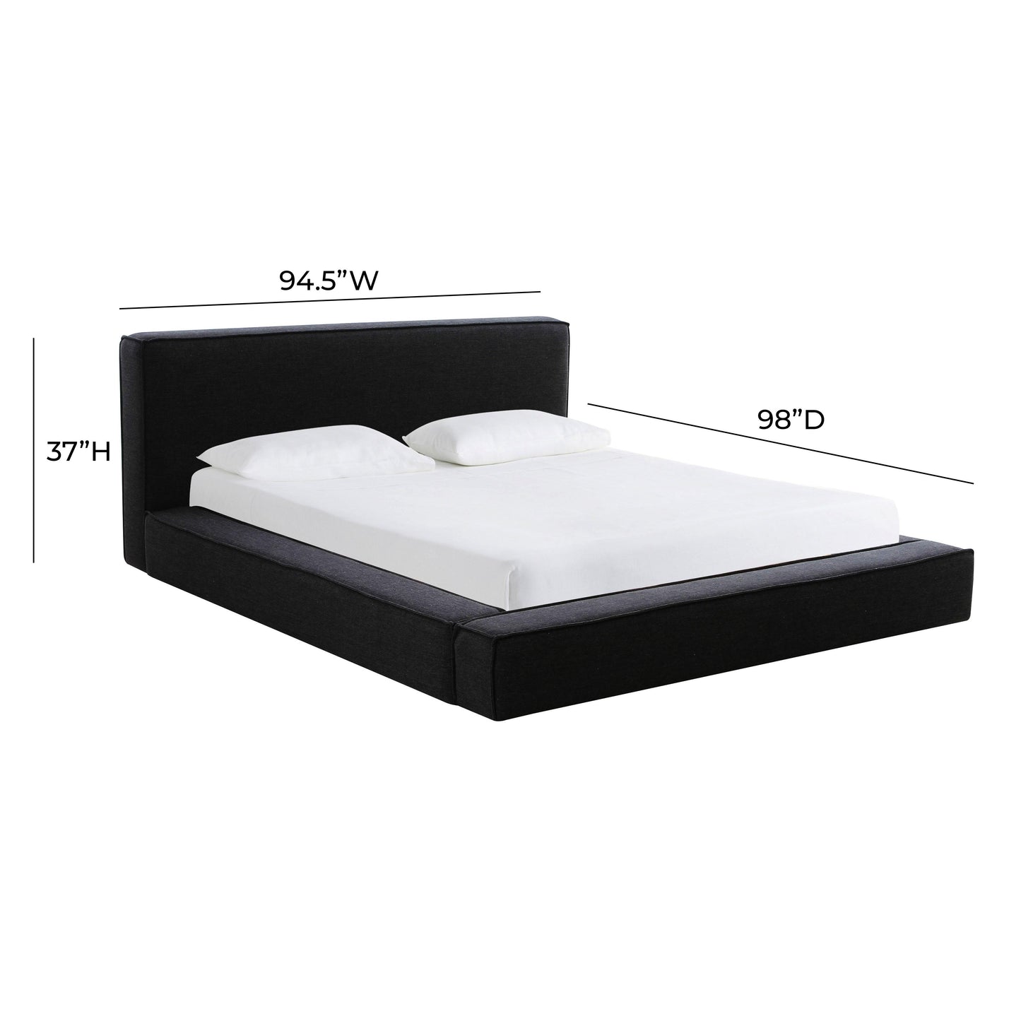 zoe black linen king bed