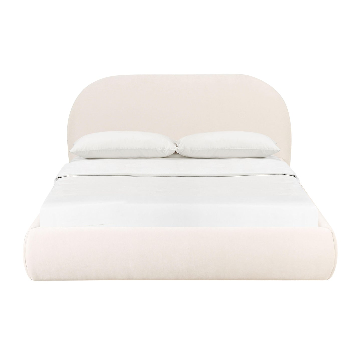 athara cream textured velvet queen bed